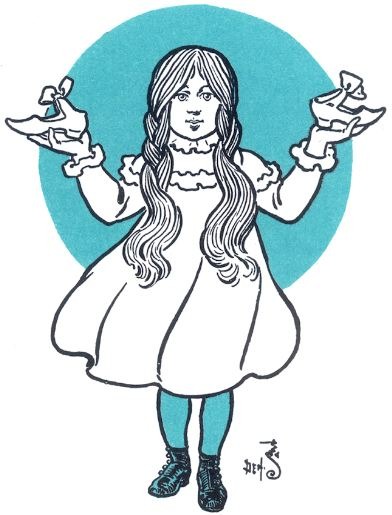 Dorothy with her silver shoes.