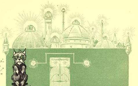 Emerald city, city gate, dog
