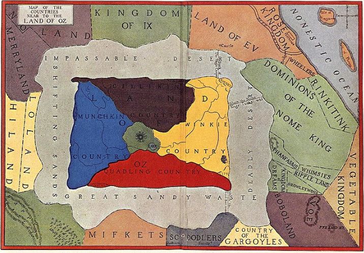 the official map of Oz and its neighbouring kingdoms