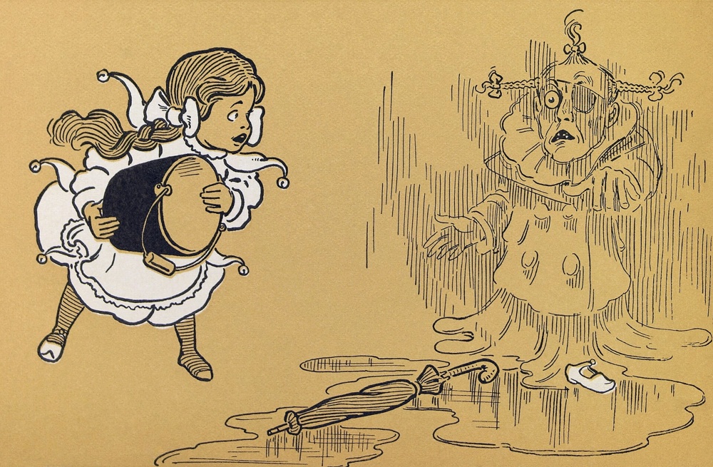 The Wicked Witch melts. First edition illustration by W. W. Denslow